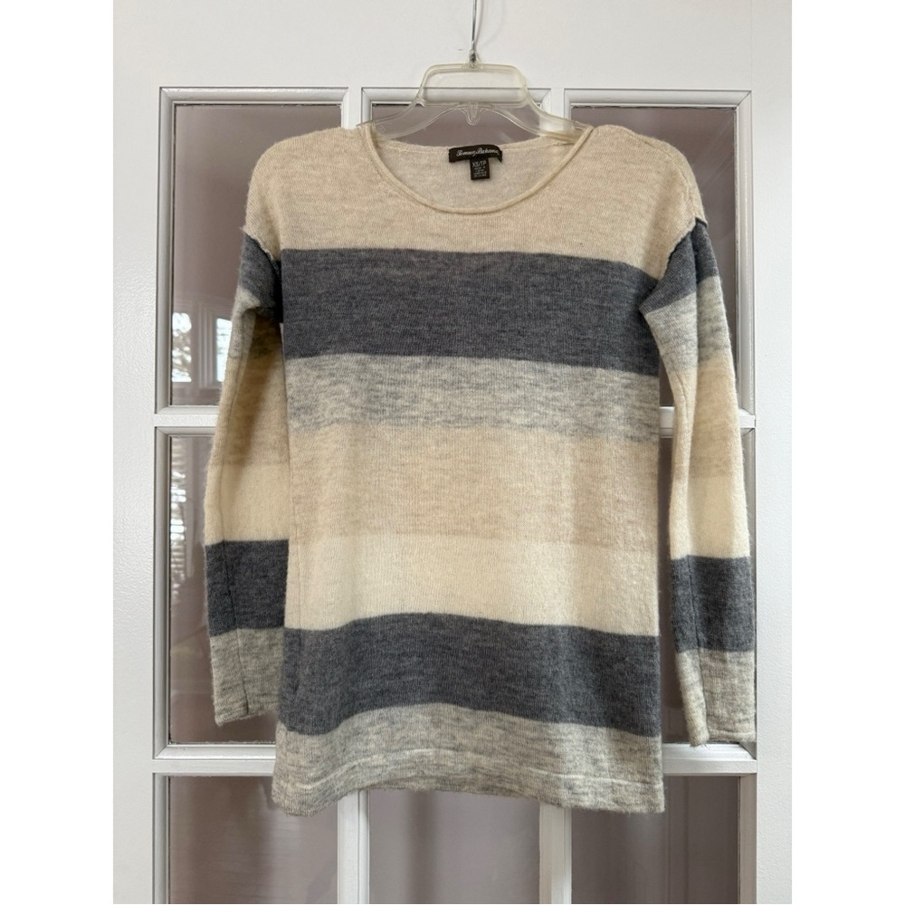 Tommy Bahama Beige & Gray Striped Sweater